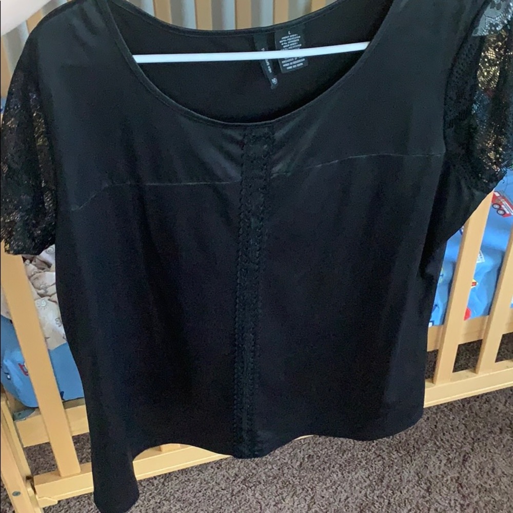 Black lace detail shirt